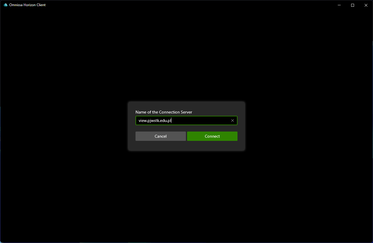 Dodawanie serwera Omnissa Horizon - przycisk Add Server