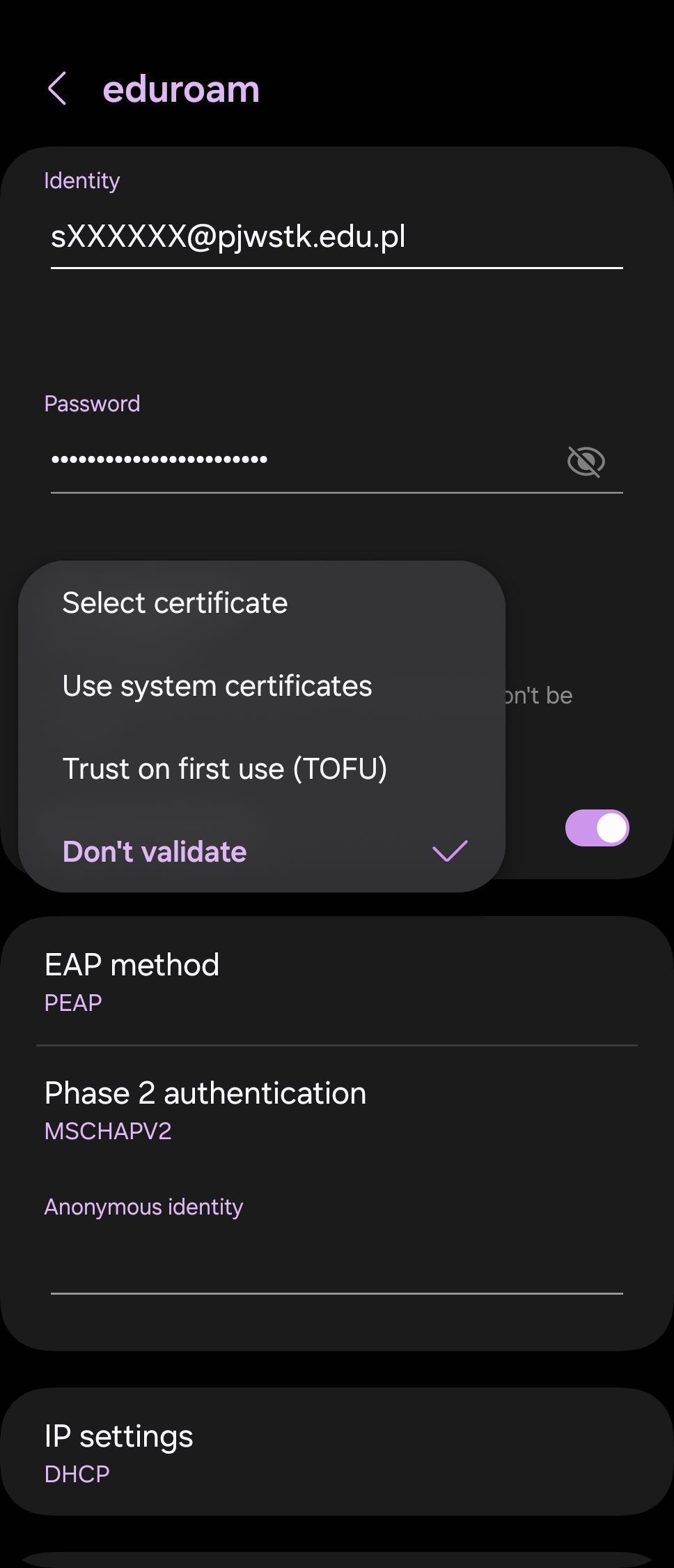 Konfiguracja Eduroam - krok 2