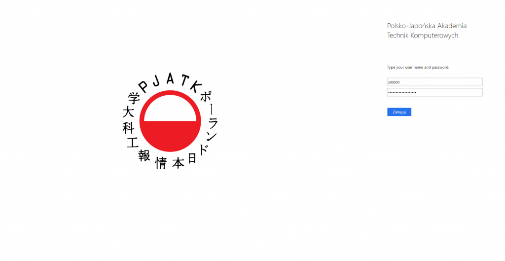Ekran logowania do systemu GAKKO