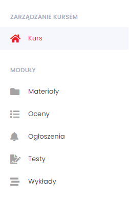 Widok kursu w systemie Edux