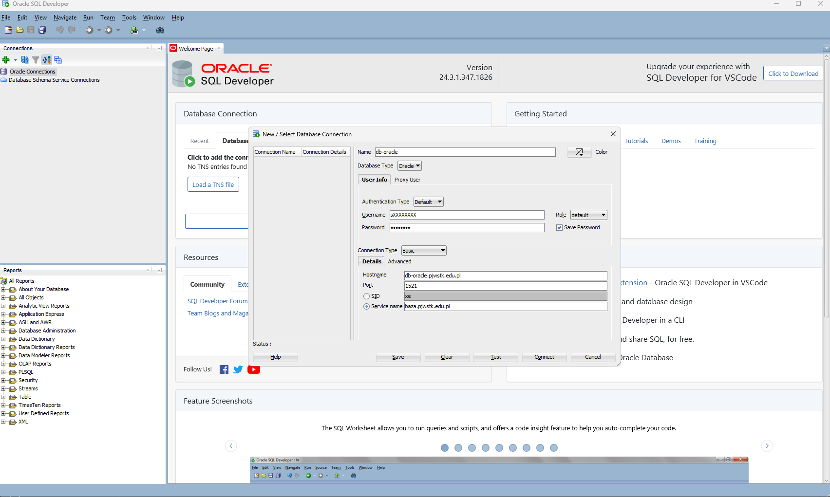 Konfiguracja SQL Developer