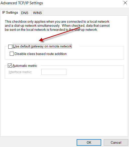 VPN Windows IPv4 Advanced General